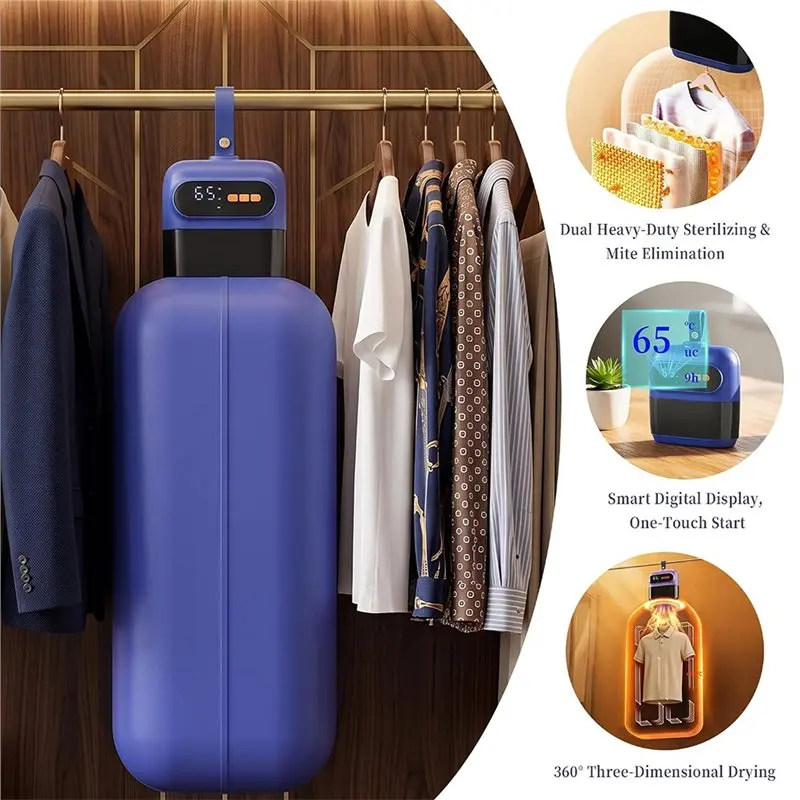 A74G-EU Plug Compatible Portable Compact Clothes Dryer, Travel Dryer Silent Design Quiet Efficient Drying System