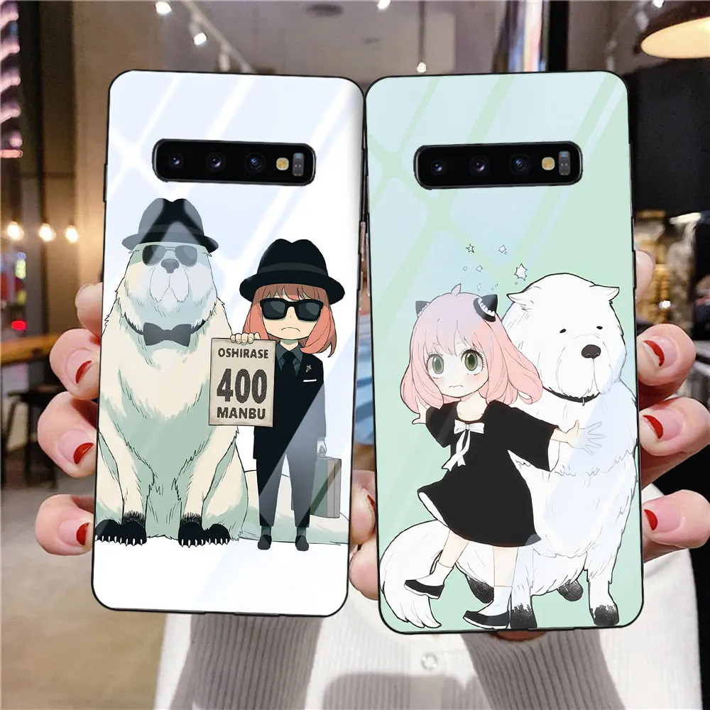 Tempered Glass Case for Samsung Galaxy S10 S9 S8 Plus S22 S21 S20 FE Ultra Note 10 Lite 20 9 Spy X Family Anime Cover Fundas