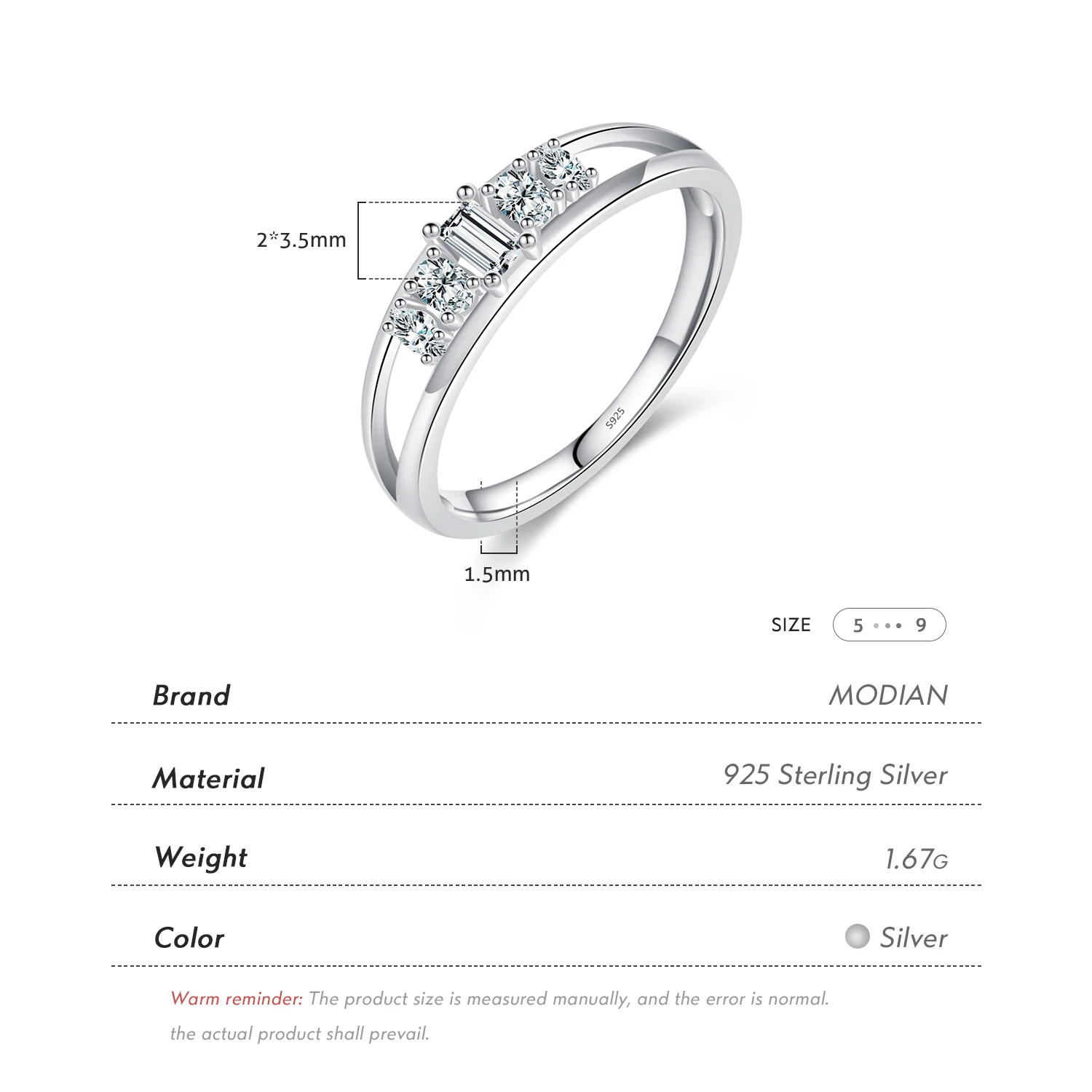 MODIAN Double Layer Lines CZ Ring Pure 925 Sterling Silver Fashion Party Zircon Female Finger Ring For Women Fine Jewelry