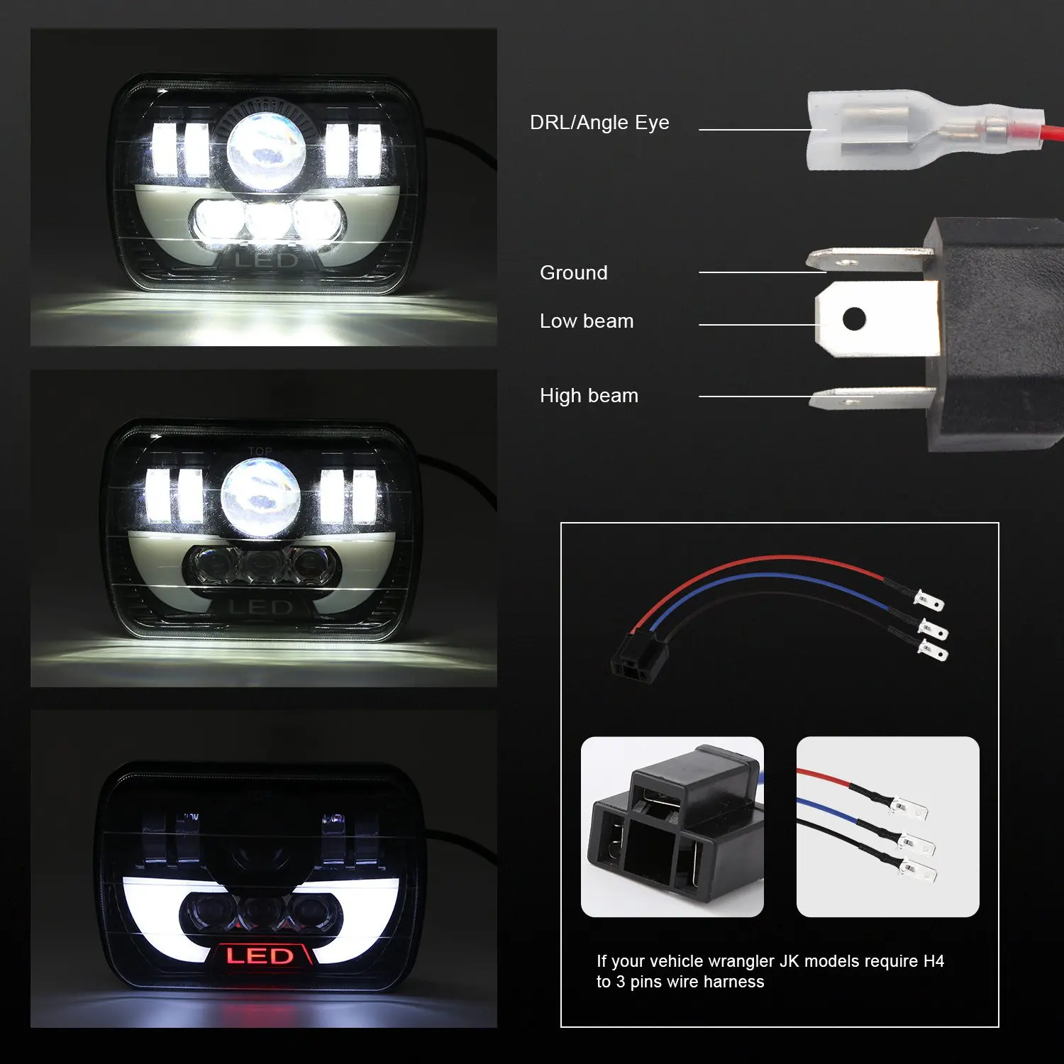 

7X6 5X7 120W Car Led Headlight Hi/Lo For Chevy Express Cargo Van 1500 2500 3500