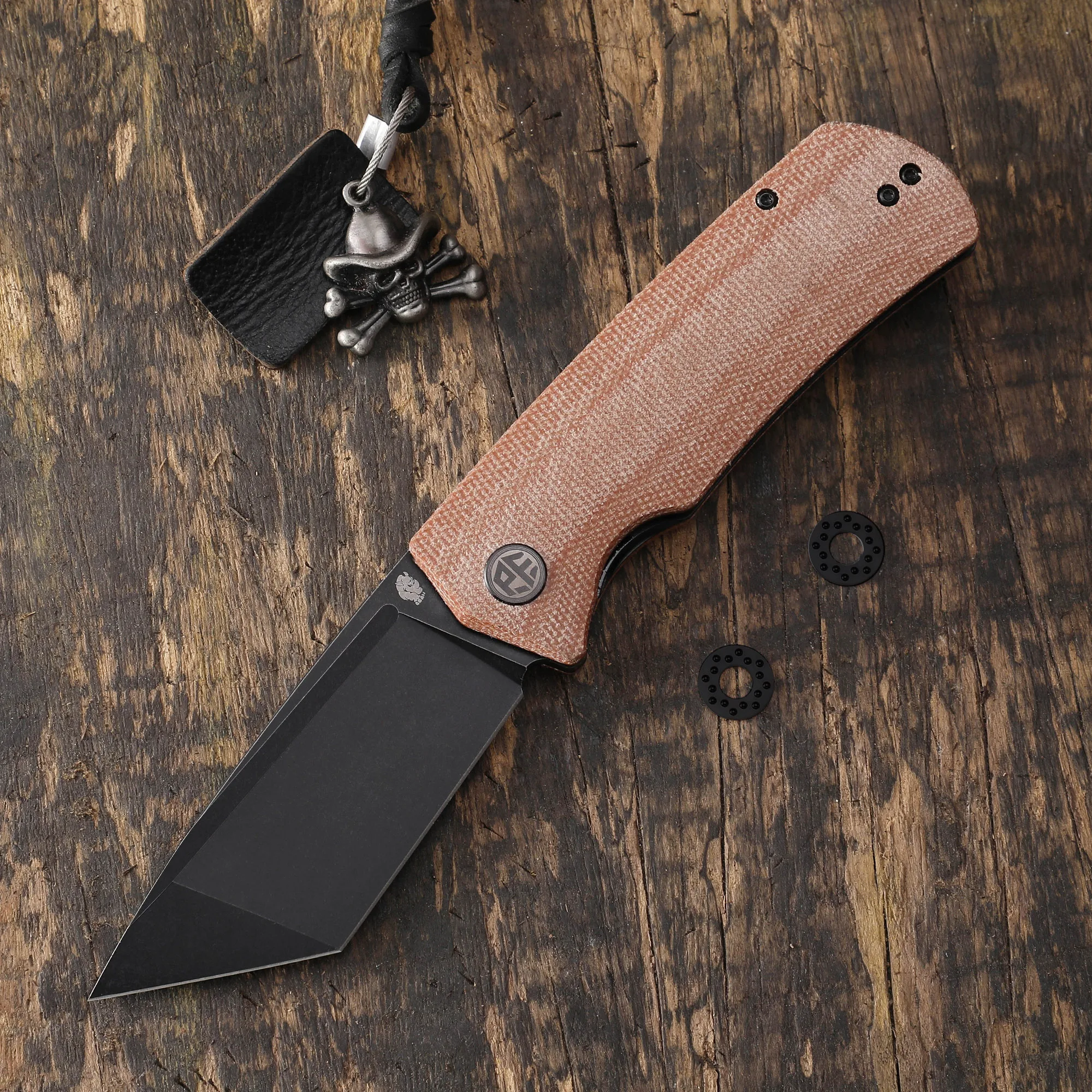 Petrified Fish PFP01T Pocket Hand Tools K110 Steel Blade Ceramics Ball Bearings Folding Knife Flax Handle Outdoor Hunting EDC