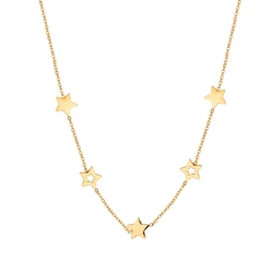 Cute 5 Pcs Cutout And Solid Star Pendant Necklace For Women And Girls Jewelry Stainless Steel Necklace Christmas Present