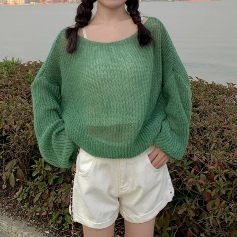 Pullovers Women Long Sleeve Drop Shoulder Lightweight Knit Top Off Shoulder Sweater Cozy Loose Plain Jumper Spring Autumn Casual