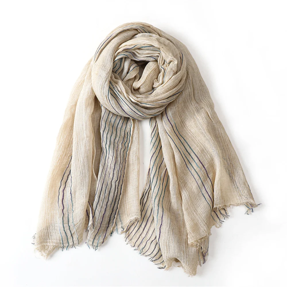 

Cotton and Linen Striped Men Scarves Autumn Winter Black Navy Warm Men's Scarf Male Accessories Short Tassel Bufanda Shawl