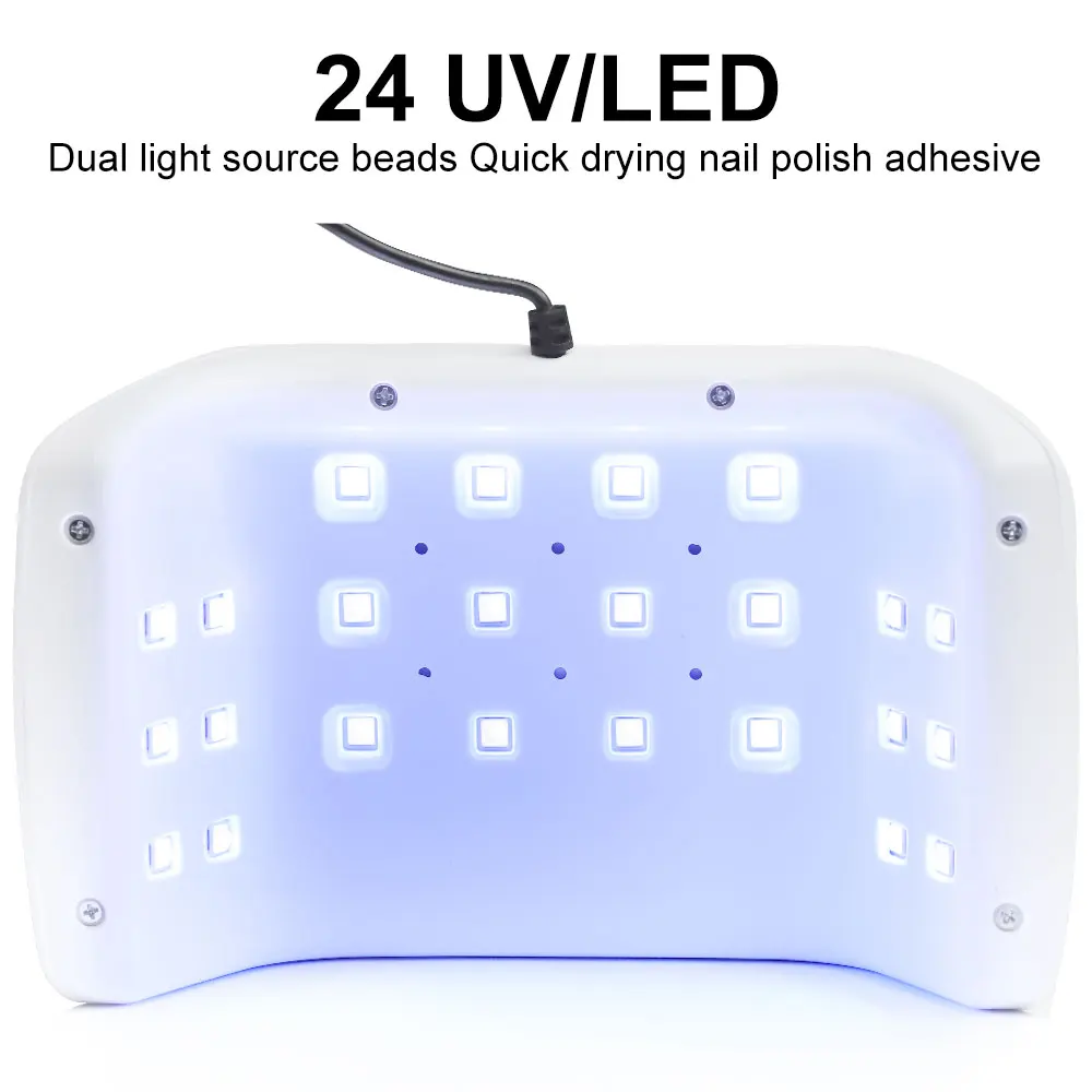 48W 24 LED Drying Lamp Manicure UV Nail Dryer Curing Gel Nail Polish With USB Smart Timer Sun Light Nail Art Tools