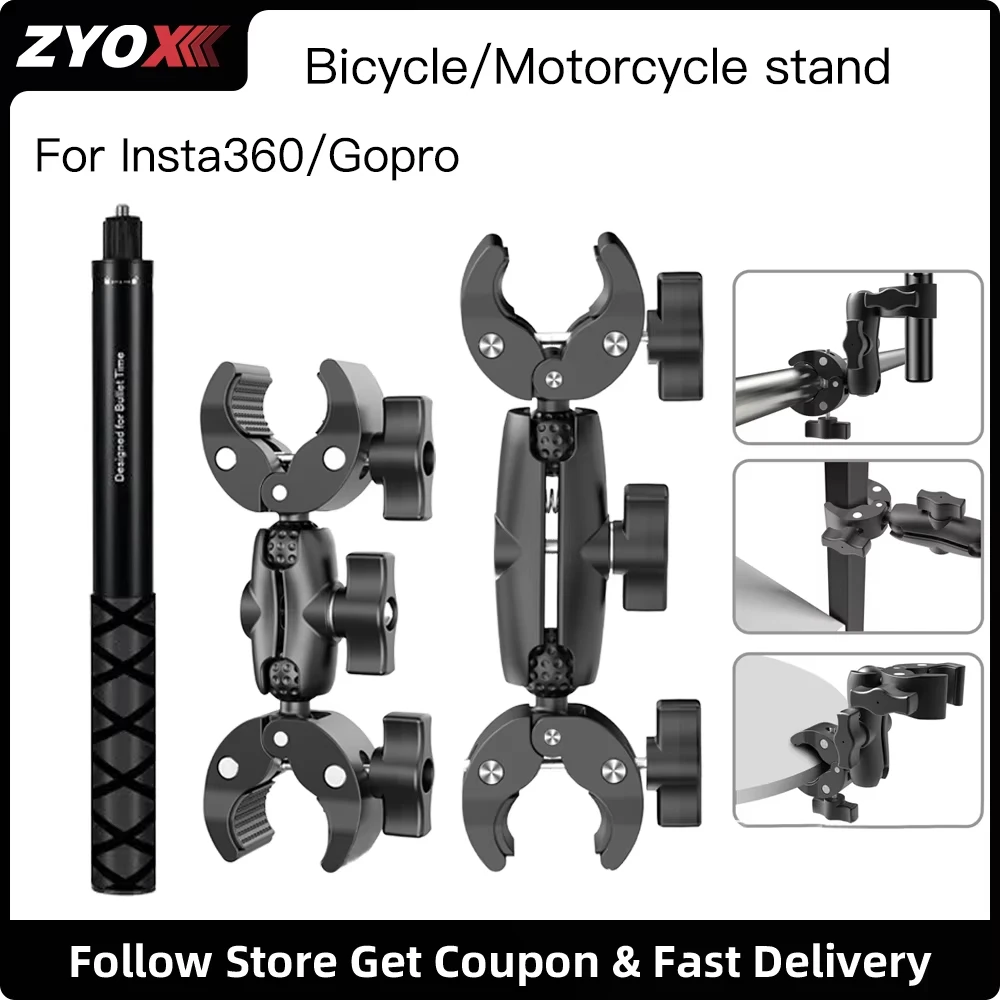 Montagem da motocicleta para insta360 x4 x3 guiador braçadeira suporte da motocicleta pacote de bicicleta kit acessórios para gopro hero 13 12 11 10