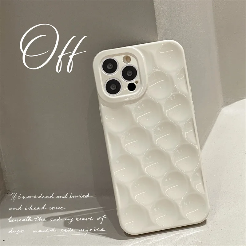 

For Iphone 14Promax 2023 New Ins Net Red Simple White 3D Mobile Phone Soft Case 14Pro 13Promax 12Mini 11 Xsmax XR X Xs