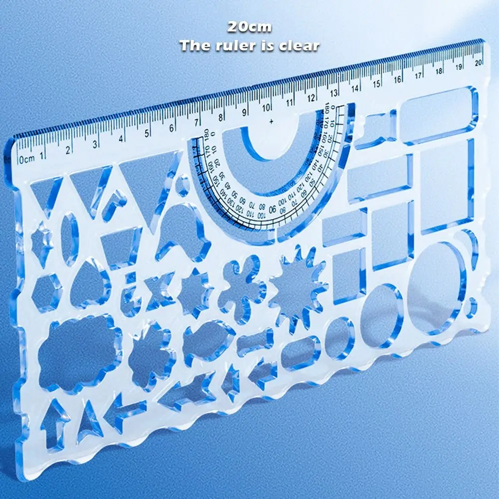 7pcs/Set Simple Plastic Multi-flower Ruler Multi-functional Clear Measuring Ruler Geometric Design Drawing Ruler Student Use