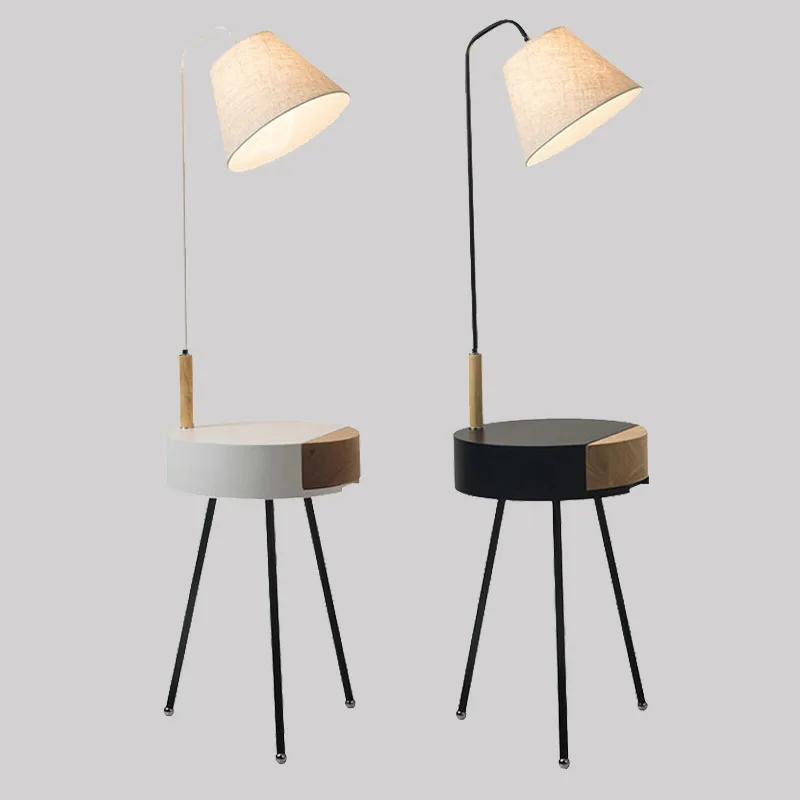 USB Charging Floor Lamp Retro Wooden Floor Lamp for Guesthouse Living Room Beside Sofa Study Bedroom Bedside Reading Lamp