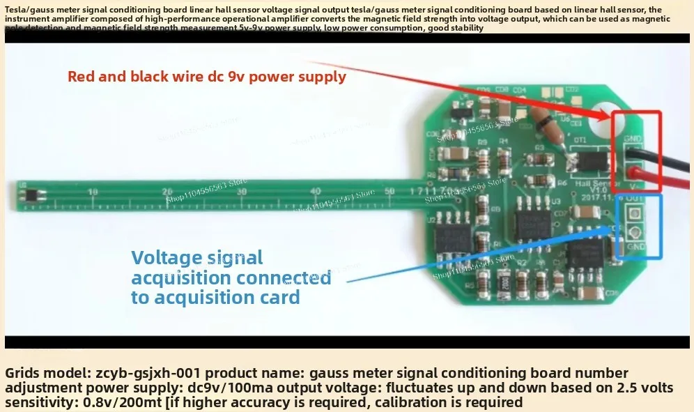 

Tesla Meter /Meter Signal Conditioning Board Linear Hall Sensor Voltage Signal Output
