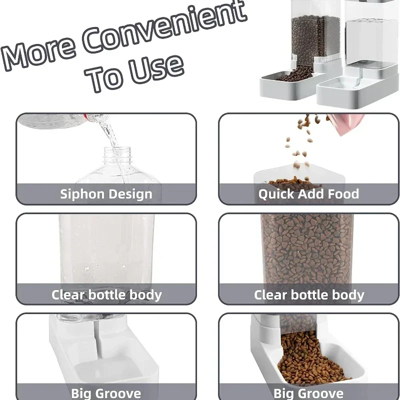 1PC Dog Feeder Cat Water Dispenser Automatic Cat Feeder Dispenser Gravity Cat Feeder Food Storage Dispenser Container 3.3L/3.8L