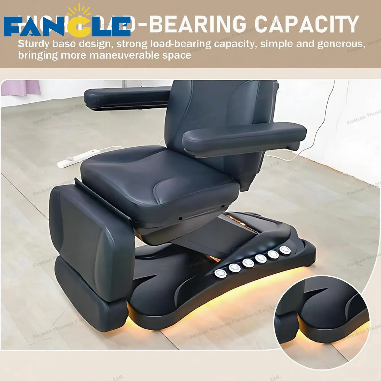Luxury Black Electric 3/4 Motor Massage Table Cosmetic Facial Beauty Bed Aesthetic Reclining Medical Examination Tattoo Chair