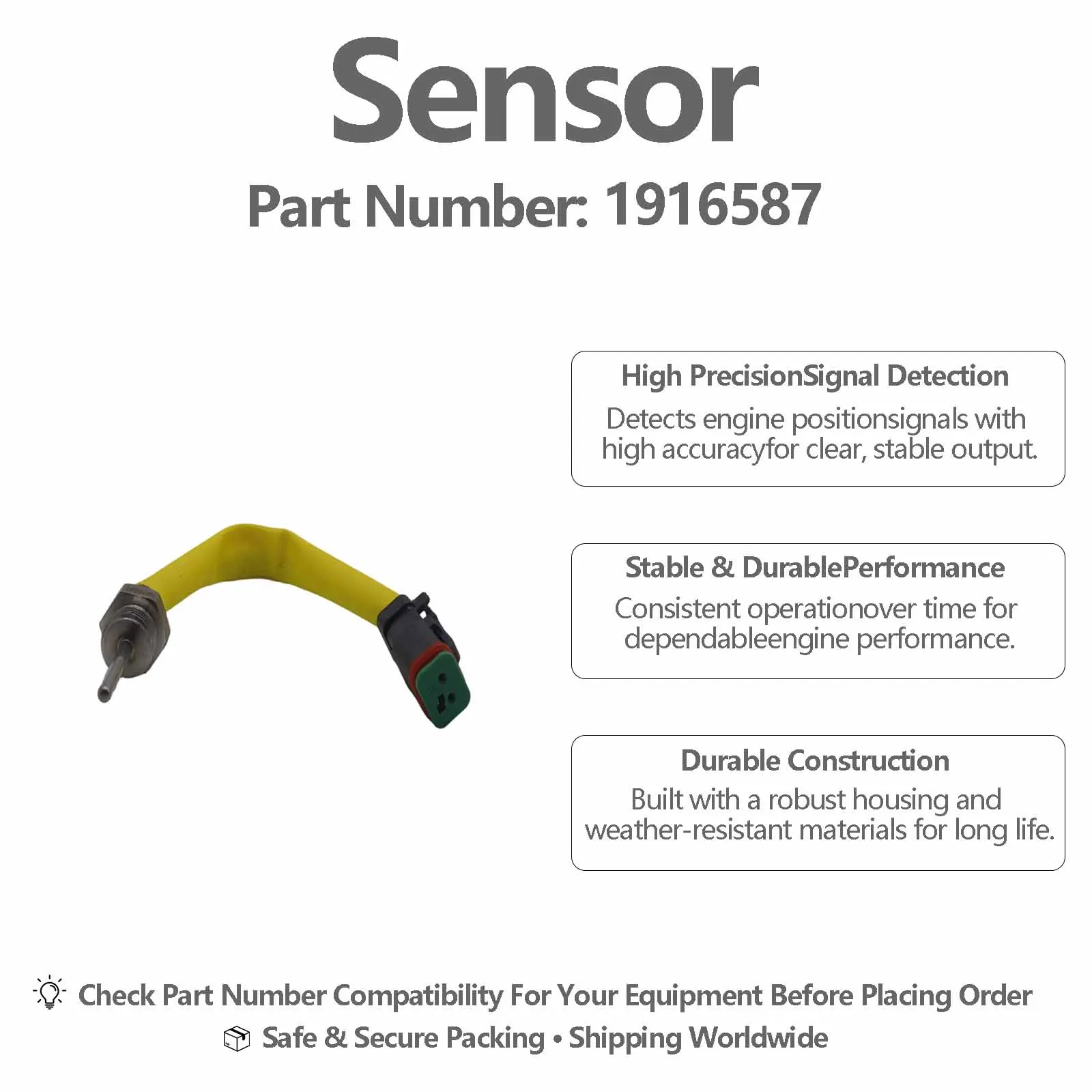 10A 2-pin passive temperature sensor 191-6587 1916587 For Caterpillar CAT IT62G II IT38G II Integrated tool rack