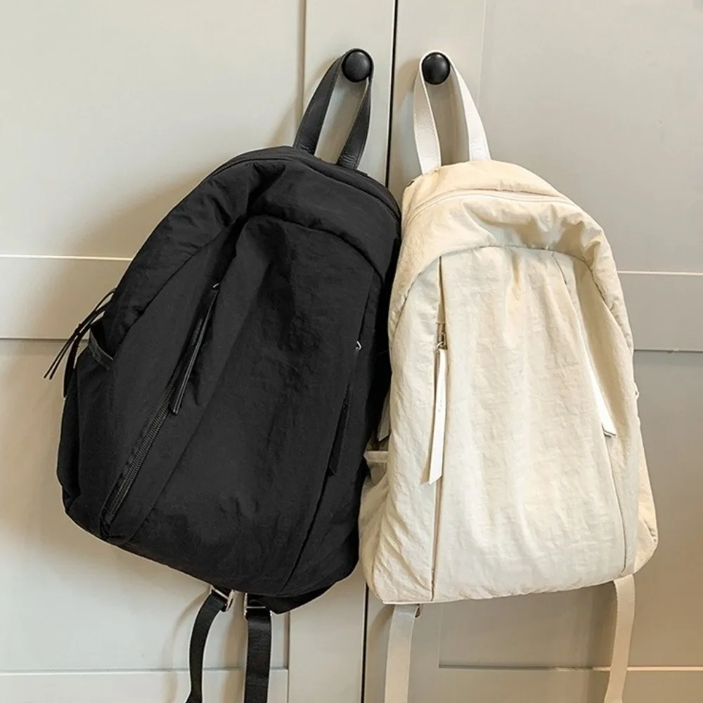 Fashion Solid Color Travel Backpack Lightweight Versatile Nylon Backpack Large Capacity Multi-pocket Student Schoolbag Outdoor