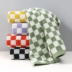 Vintage Checkerboard Towel Coral Velvet Face Towel Kitchen Bathroom Home Hotel Super Absorbent Soft Skin Friendly Cleaning Cloth