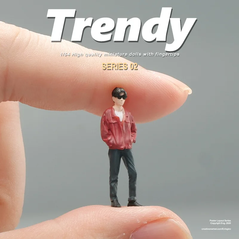 1:64 Anime Sunglasses Boy Mini Doll Figure Model miniature Photography props Scene Model DIY Sand table landscaping ornament