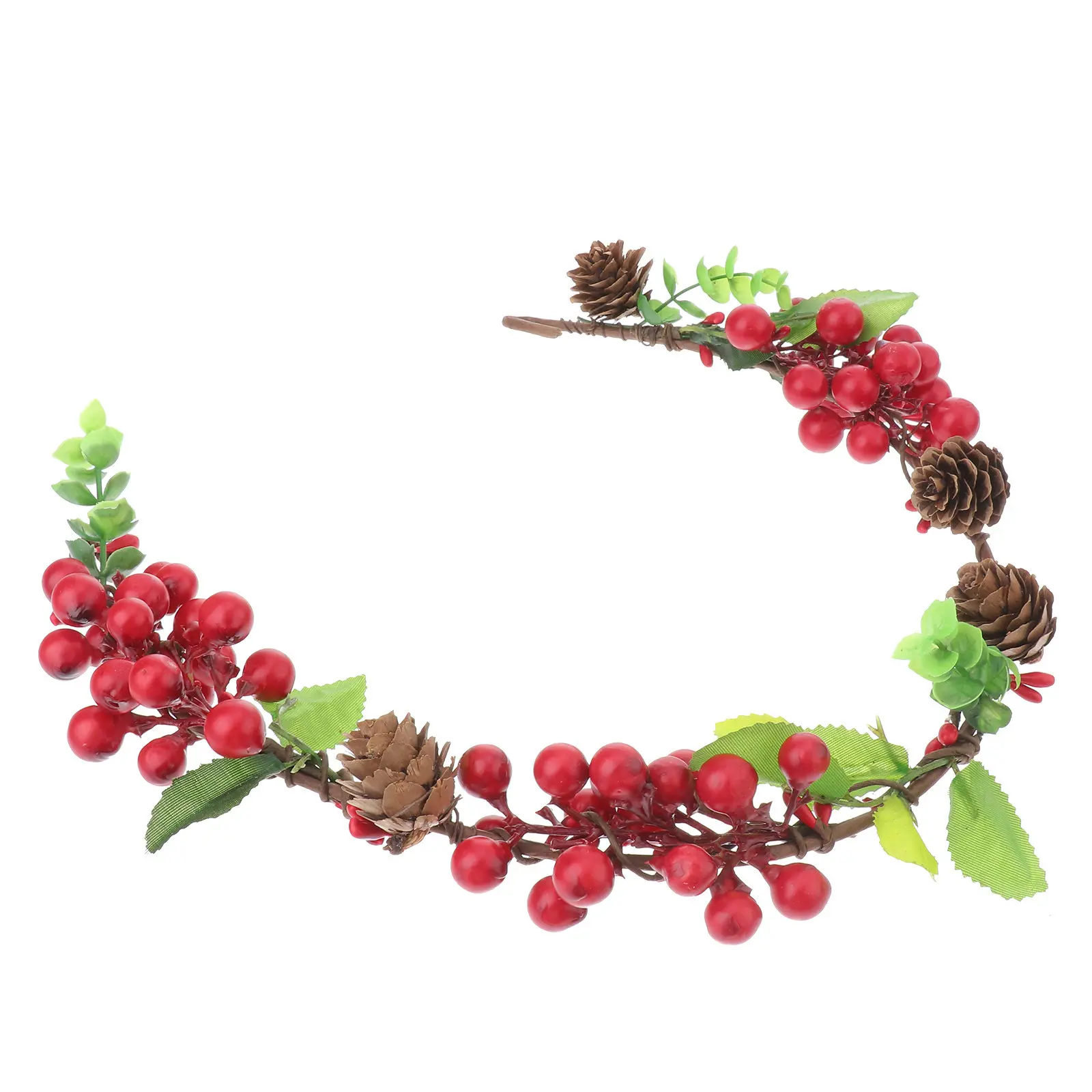 

Red Berry Bridal Headband Pine Cone Crown Wedding Hairpiece Photography Prop Christmas Wreath Charming Party Festival Hair