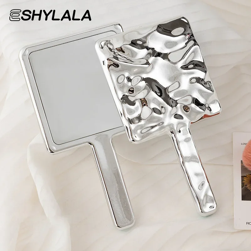 Square Handheld Makeup Mirror Liquid Shape Vanity Mirror With Handle Hand Mirror Spa Salon Compact Mirrors For Eyelash Extension