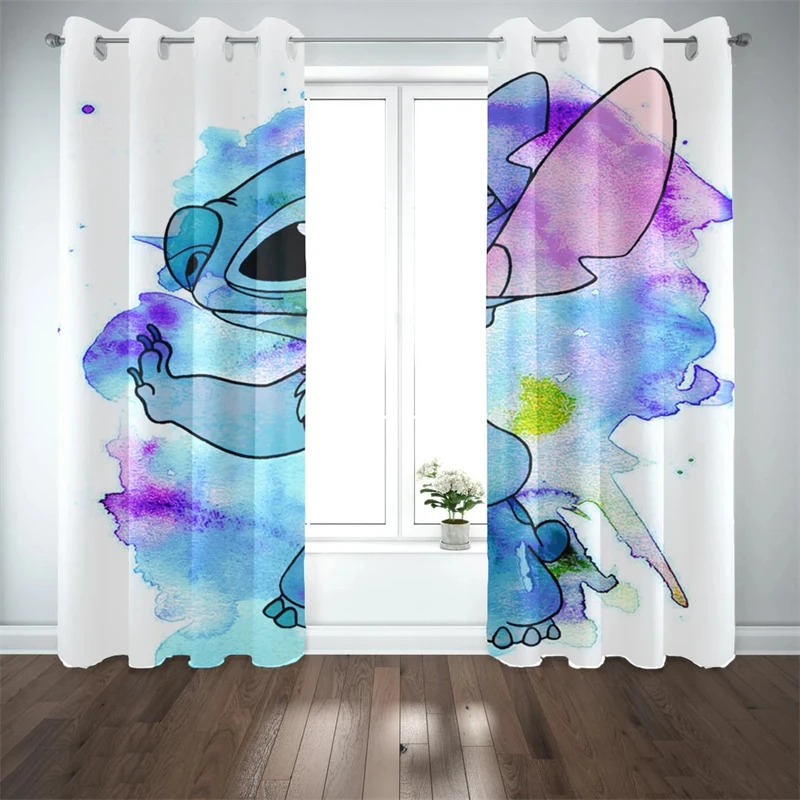 Stitch Blackout Curtains Opaque Two-piece Cartoon Animation Pattern Balcony Decoration Curtains Room Decoration Multi-size