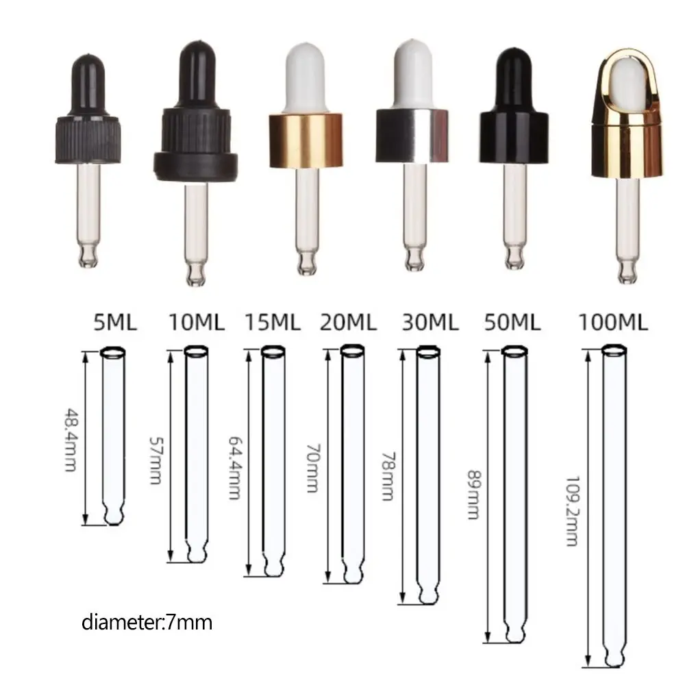 5ชิ้นฝาขวดหยอดน้ำมัน Essential 10/30/50มล. ฝาปิดพลาสติก18/410ขาว/ดำฝาปิดกาวพร้อมท่อดรอปเปอร์แก้ว