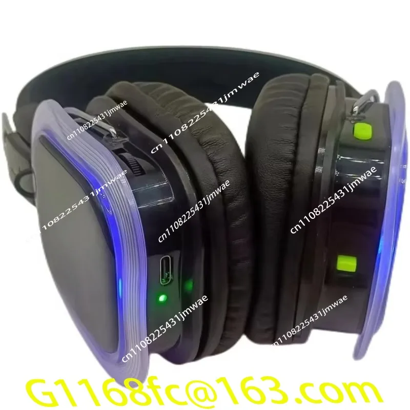 3-Channel silent disco sound system headphones and transmitters