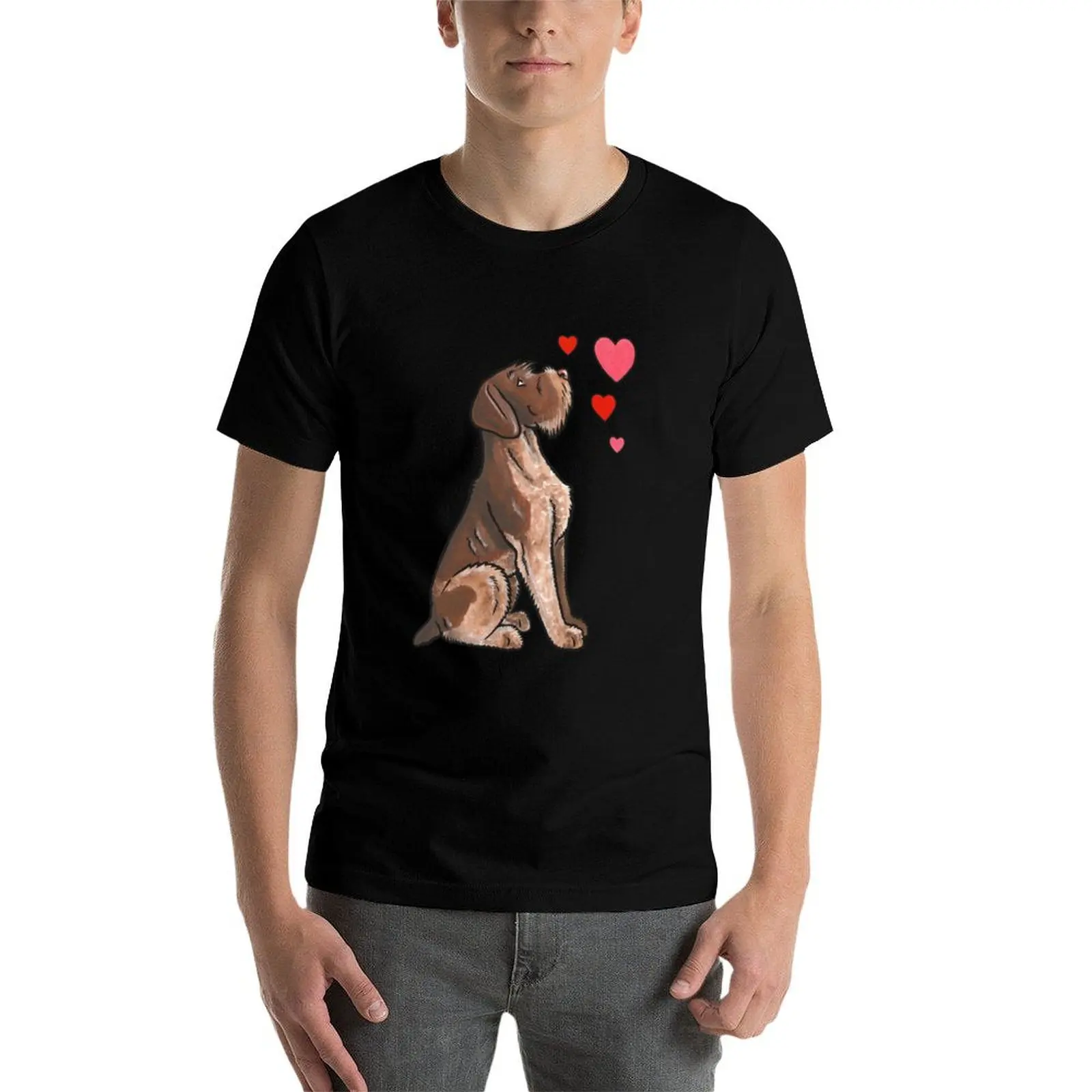 

German Wirehaired Pointer love T-Shirt t shirts for man pack cotton man t shirt graphic t shirt personalised T-Shirt
