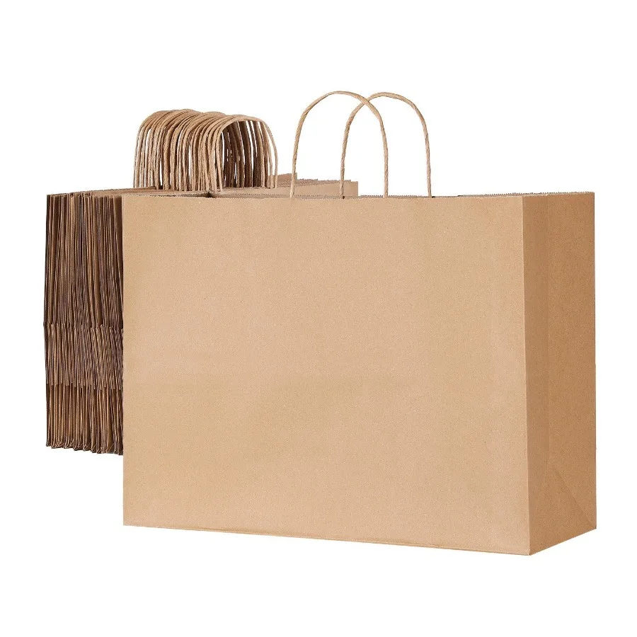 

Kraft Paper Bags with Handles 50Pcs 16x6x12 in Party Shopping Retail Bag Brown