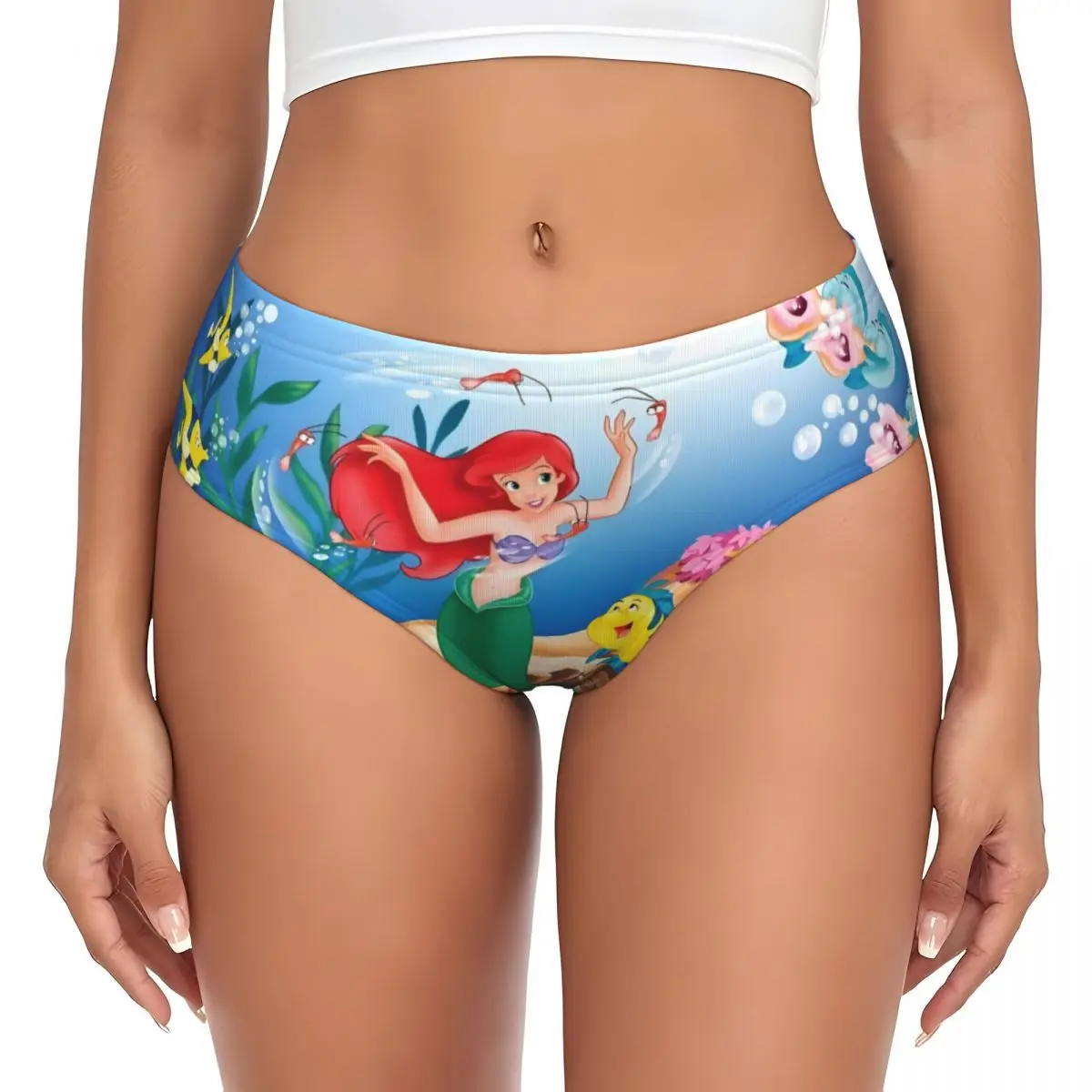 ملابس داخلية مخصصة لفيلم حورية البحر المانغا الصغيرة ملابس داخلية نسائية مريحة قابلة للتمدد من أرييل على شكل سمكة