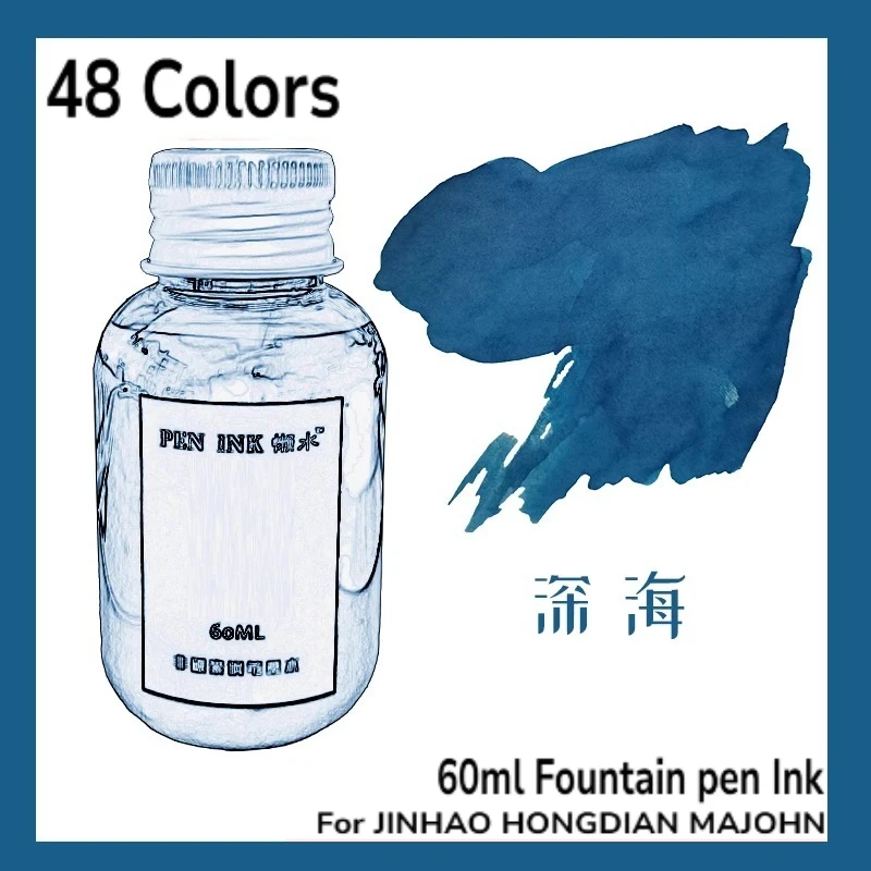 

60ml 48Colors Fountain Pen Ink Cartridge Writing Dip Pen Ink Refill Stationery School Supplies For JINHAO HONGDIAN MAJOHN