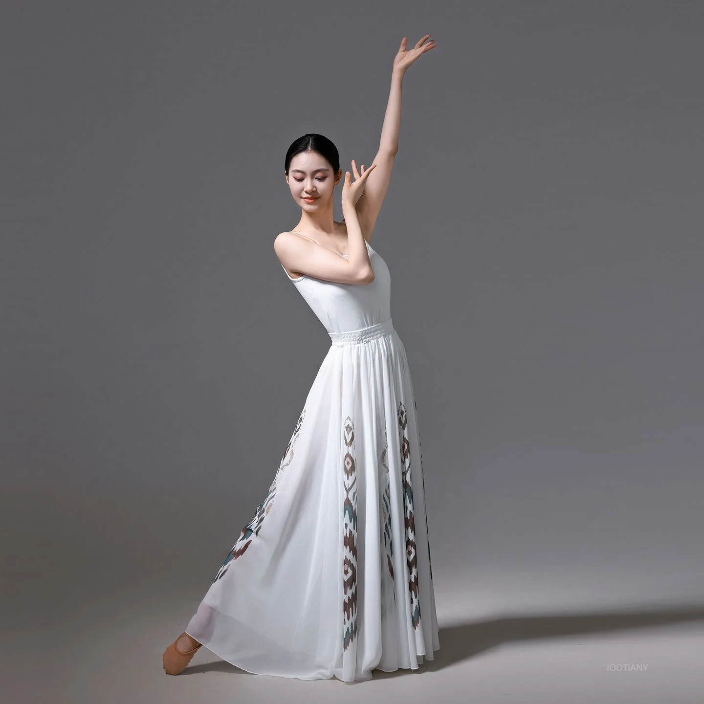 Dames Adele Flamencodansrok 720 graden chiffon Klassieke etnische dans Feature Print Stage Performance Jurk met volledige rok