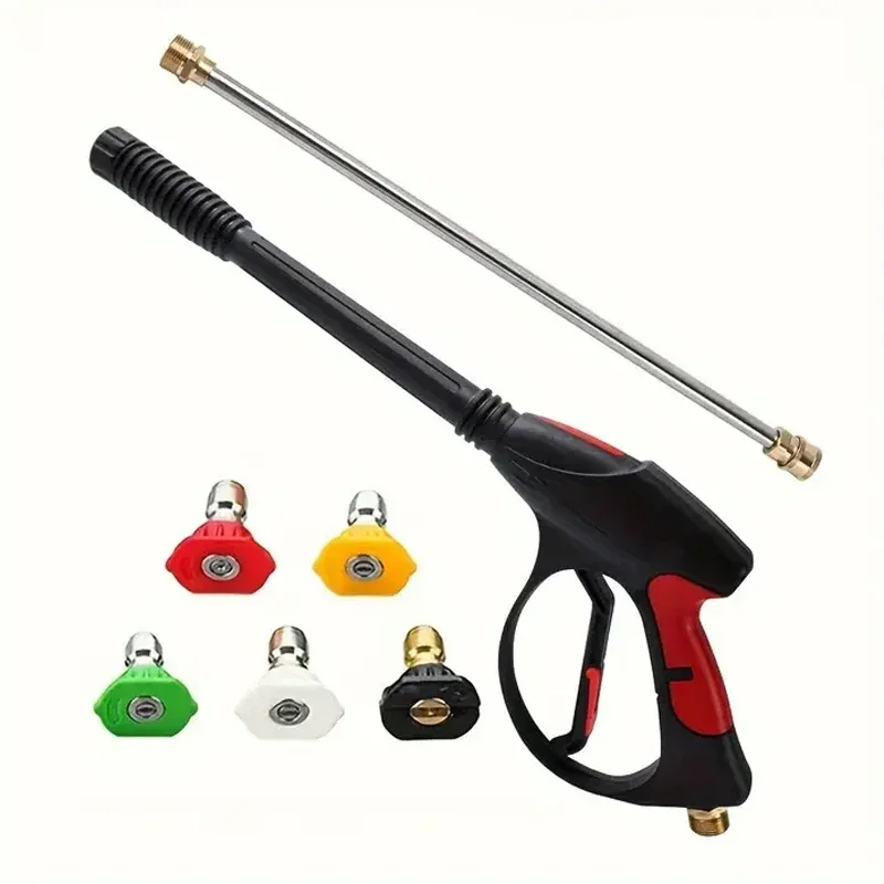 

High-Pressure Car Wash Water Gun 4000PSI - M22-14 Copper Valve 1/4" Quick Connect 5-Color Nozzle Set