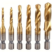 6pcs Titanium Drill Tap Combination Bit Set - Metric Thread M3 M4 M5 M6 M8 M10 Taps Tool for Screw Tapping Countersink Drilling