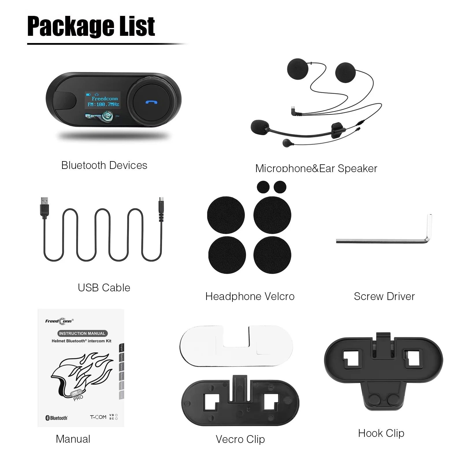 FreedConn T-COM VB Motorcycle Helmet  Full DuplexLong Range Wireless Intercom Kit  Casque Moto with FM