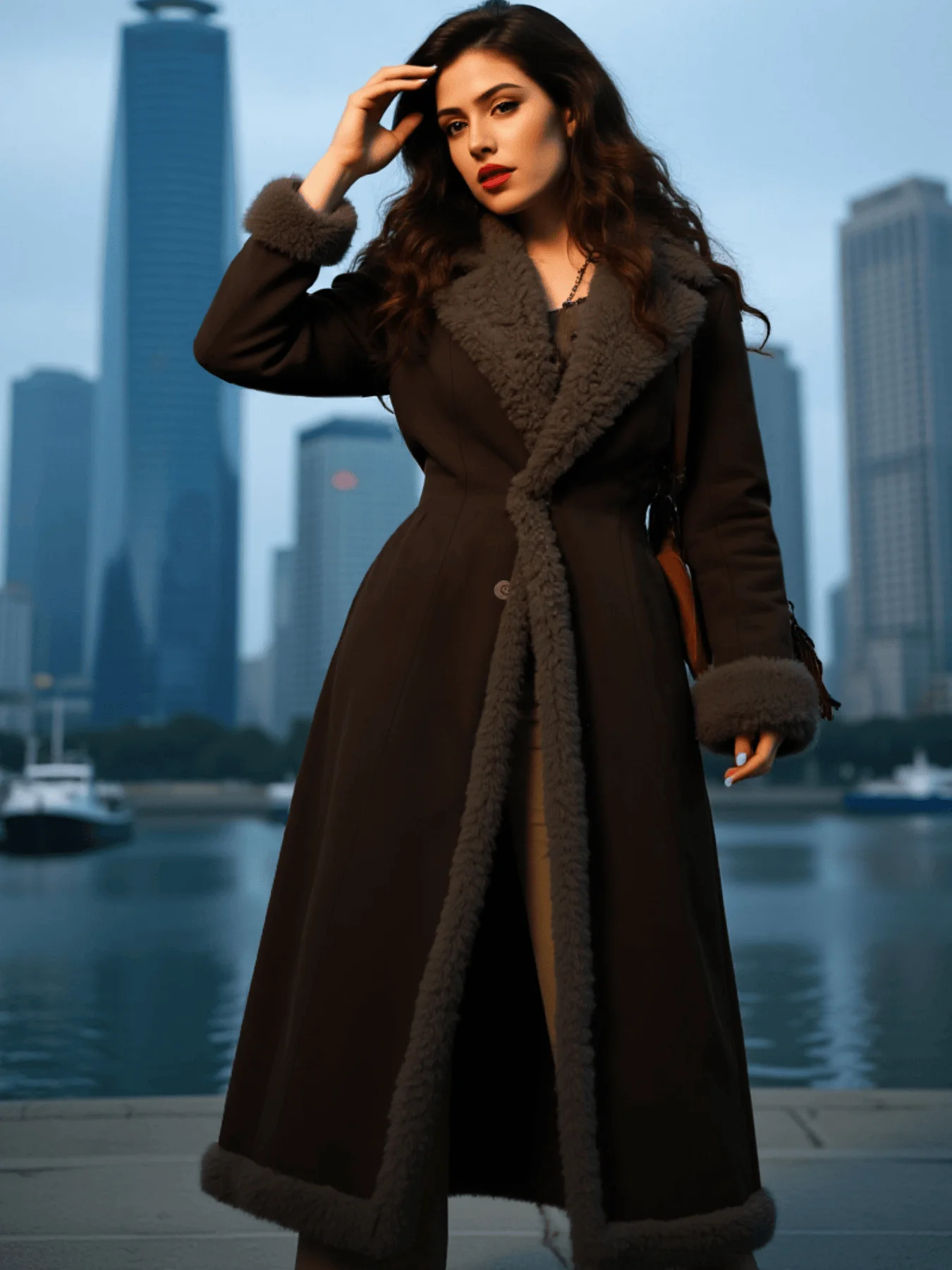 Fashion Commuter Cotton Coat Women's Trench Thickened Warmth Fleece Coat Autumn Winter New Women's Outerwear Female Trench Coat