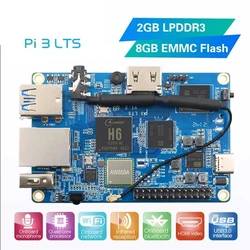Orange Pi 3 LTS Single Board Computer 2GB RAM AllWinner H6 8GB EMMC Development Board Computer Run Android9.0 Ubuntu Debian OS