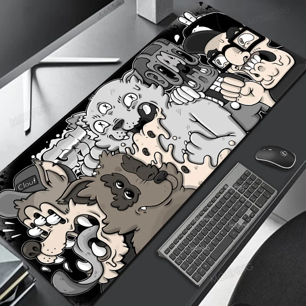 Anime Deskmat Laptop Japanese Art Table Gaming Mouse Pad Black and White Office Carpet Mousepad Gamer Keyboard Computer Desks