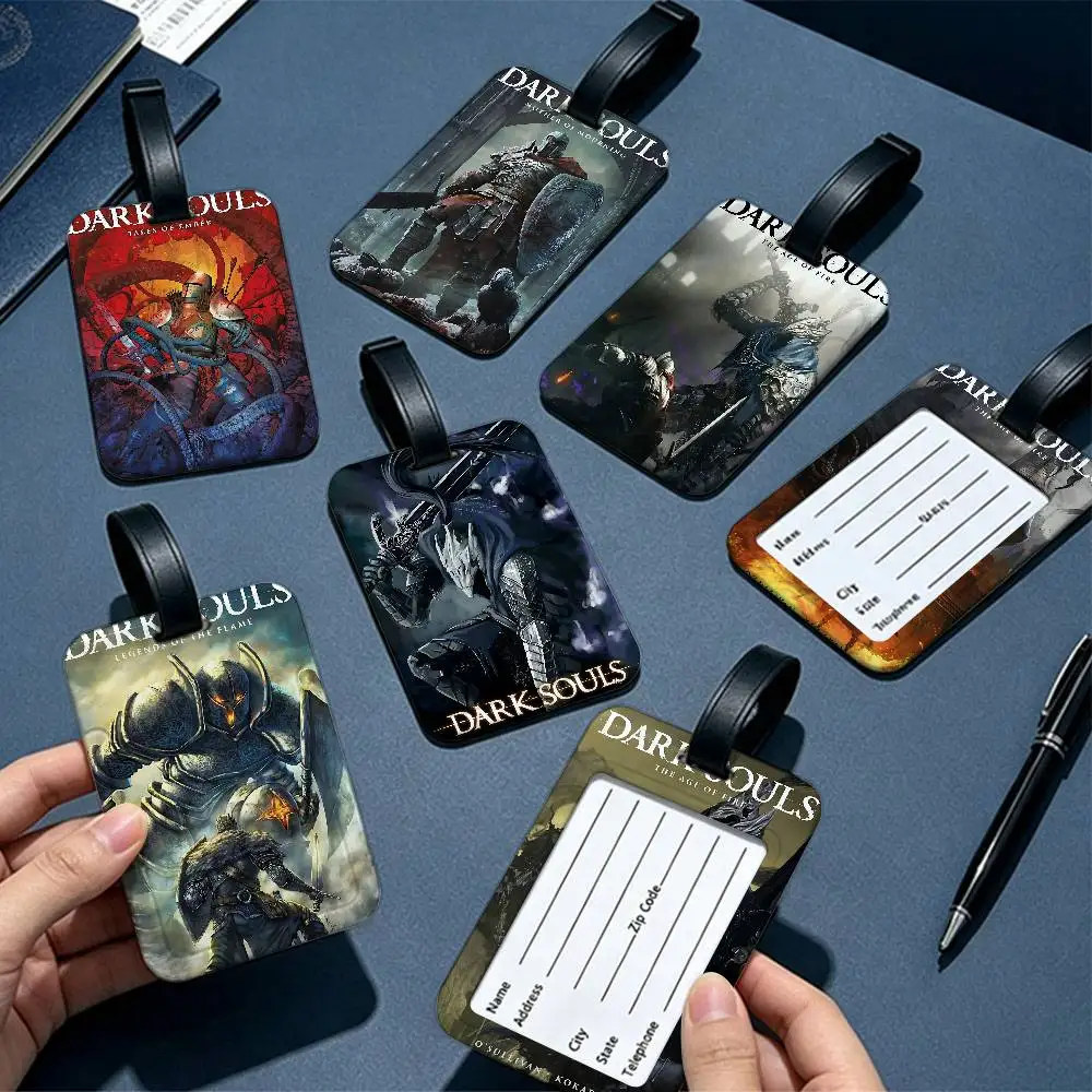 Game D-Dark S-Souls Travel Suitcase Luggage Tag PVC Information Card Cover Anti lost Name Marker For Backpack Bag