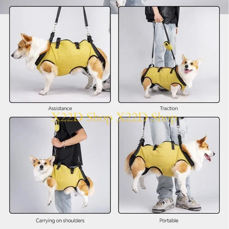 X22D Adjustable Strap Dog Lift Harness For Senior Pet with Shock Absorbing Padding Full Body Support Outdoor Activity Slings