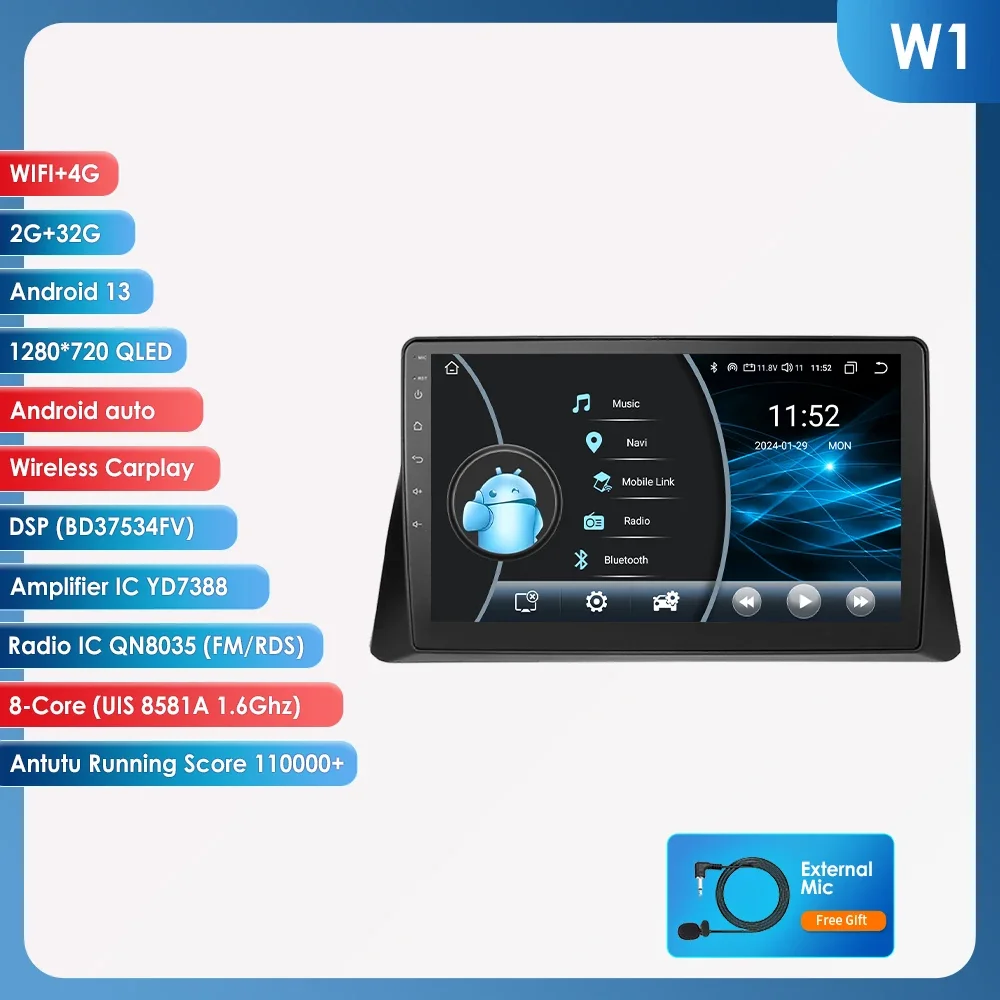 Hizpo 2 Din Autoradio Android 14 Voor Honda Accord 8 2008-2013 Multimedia Speler GPS Navi Stereo RDS Bluetooth Carplay 8G 128G
