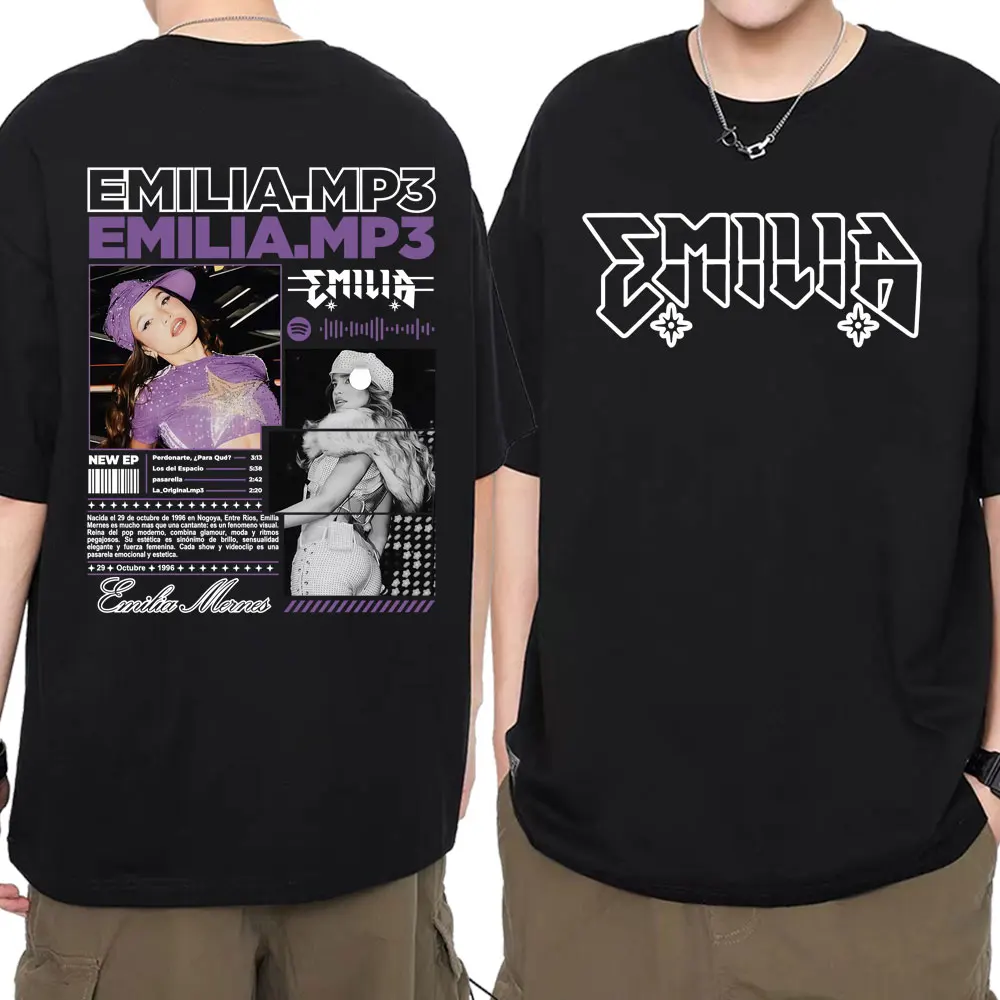 Singer Emilia Mernes MP3 Tour Graphic T-shirt Fashion Hip Hop Street T Shirts Men Women High Quality Comfort Tops Cotton T Shirt