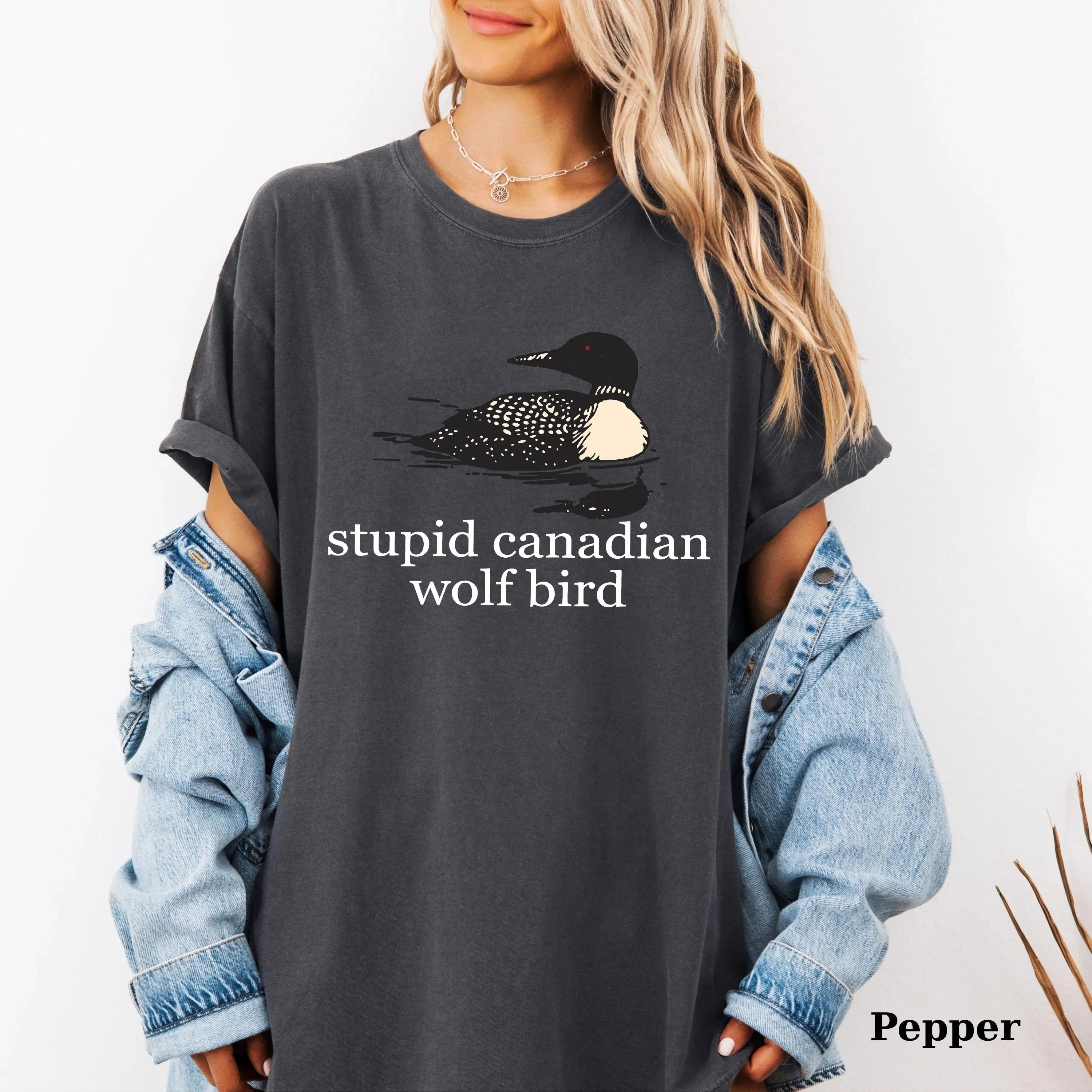 Vintage Stupid Canadian Wolf Bird Women Streetwear T Shirt Casual Tee Men Cotton Oversize Harajuku Summer Loose Short Sleeve top