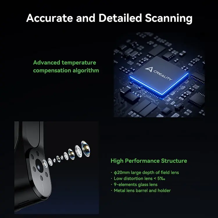 New Original CR-Scan Raptor 3D Scanner 7 Blue Parallel Laser Lines Smooth Scanning 24-Bit Full-Color Scanning Laser 3d Scanner