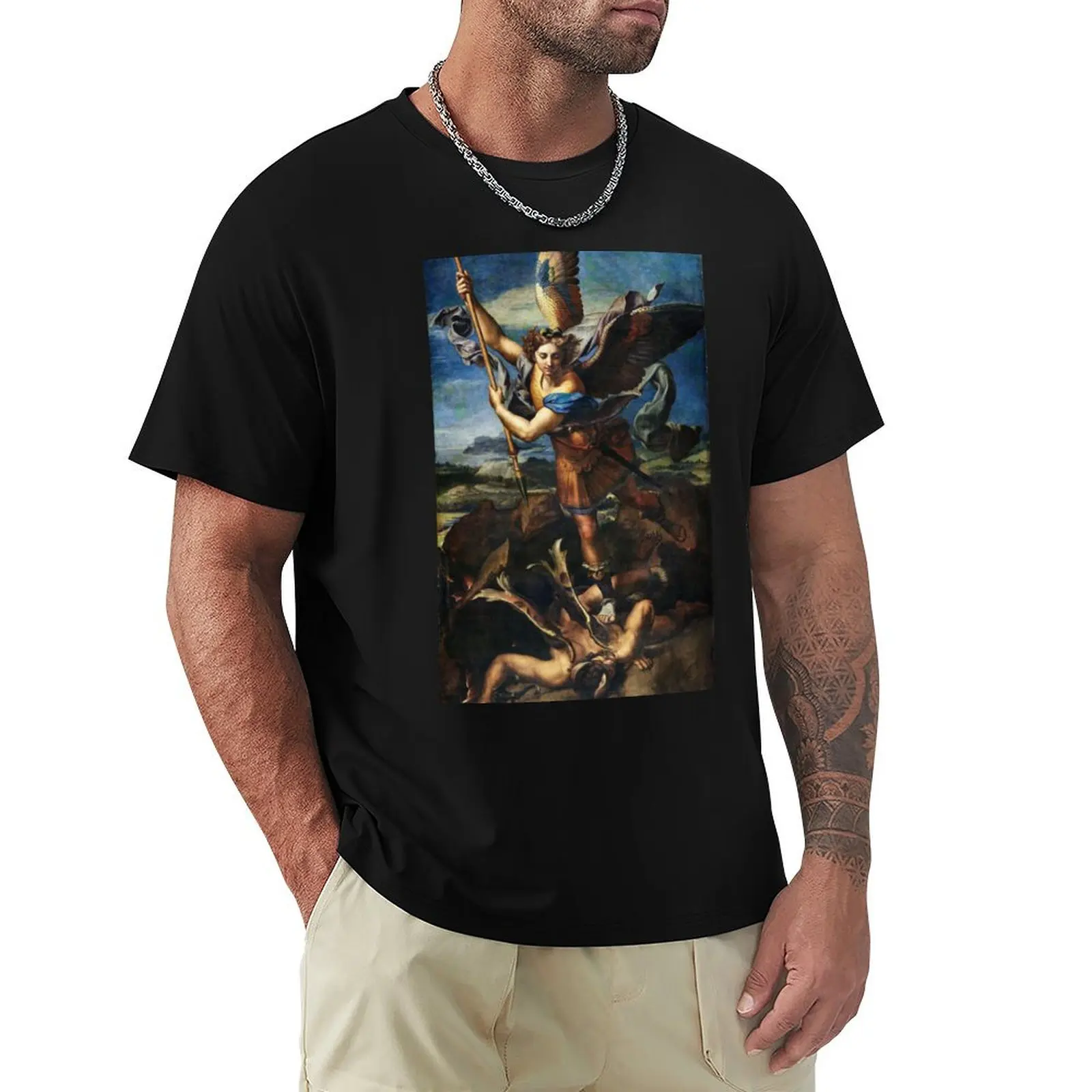 

St. Michael Vanquishing Satan, Michael Archangel - Catholic Christianity Bible / Mihail, Mikhail, Mikhael, Mihael, T-Shirt
