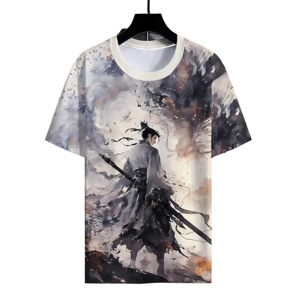 Men3DPrint Chinese-style Landscape Paint Floral Pattern TShirt  Harajuku Style Street Loose Round-neck Family-Personalized Shirt