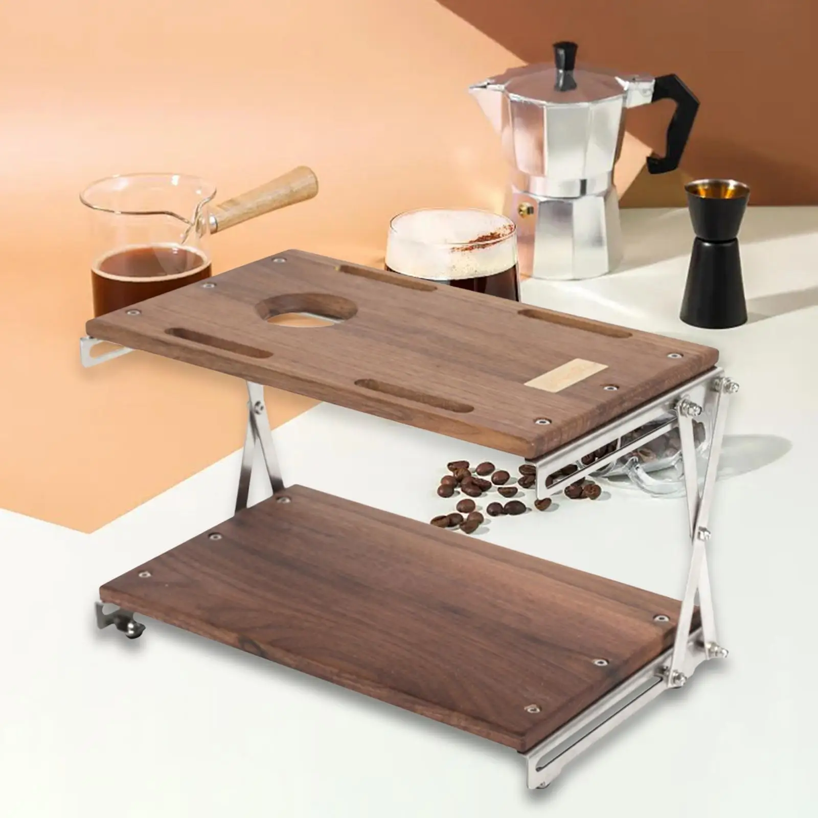 

Camping Shelf Rack Outdoor Garage Picnic Lightweight Camping Storage Shelf Shelving Organizer Wooden Travel Desktop Storage Rack