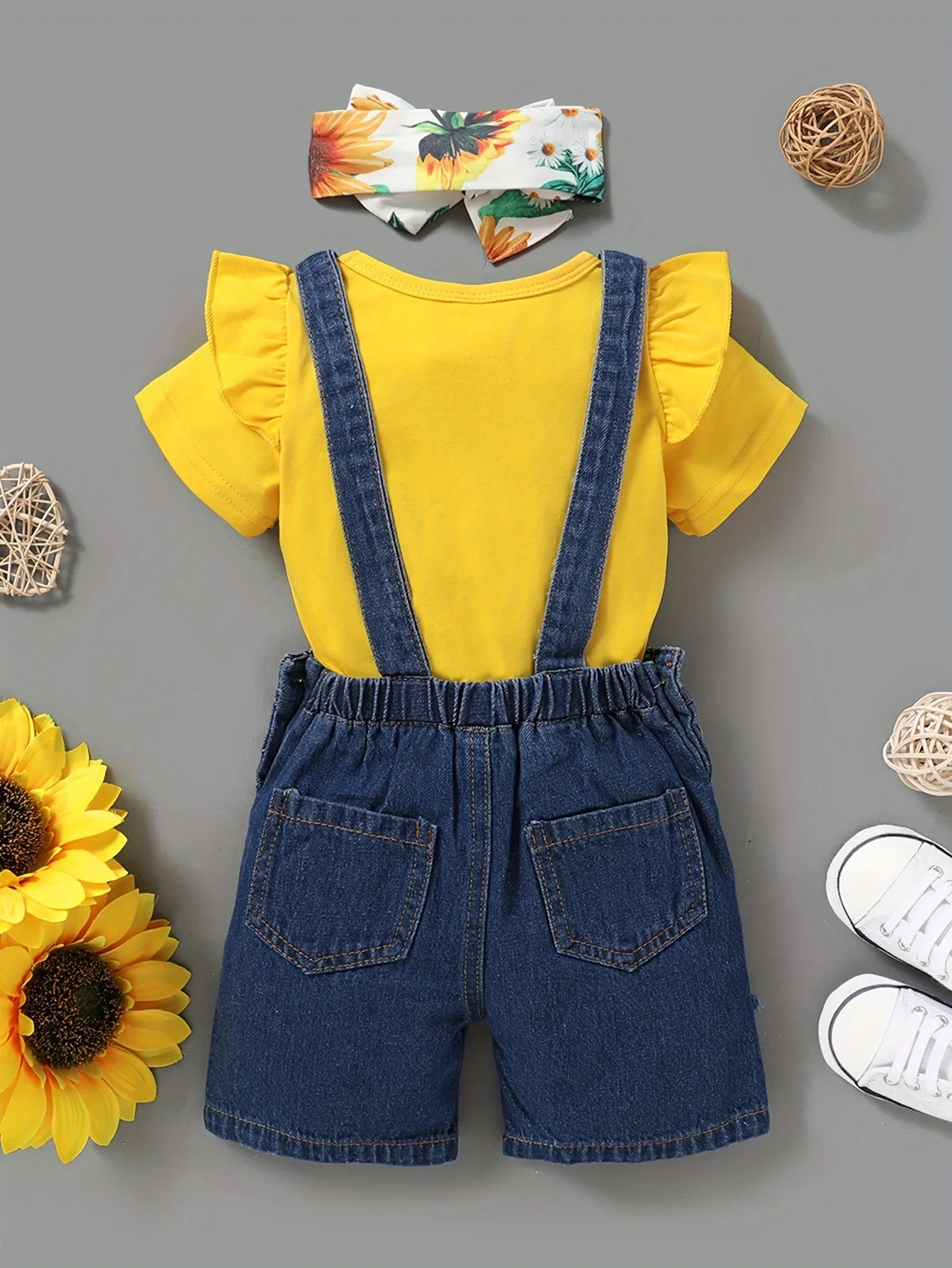 Summer  Newborn  Infant  Baby  Girls   Clothes  Headband   Short  Sleeve    Shirt   Jeans   Overalls    Fashion   Baby  Clothing