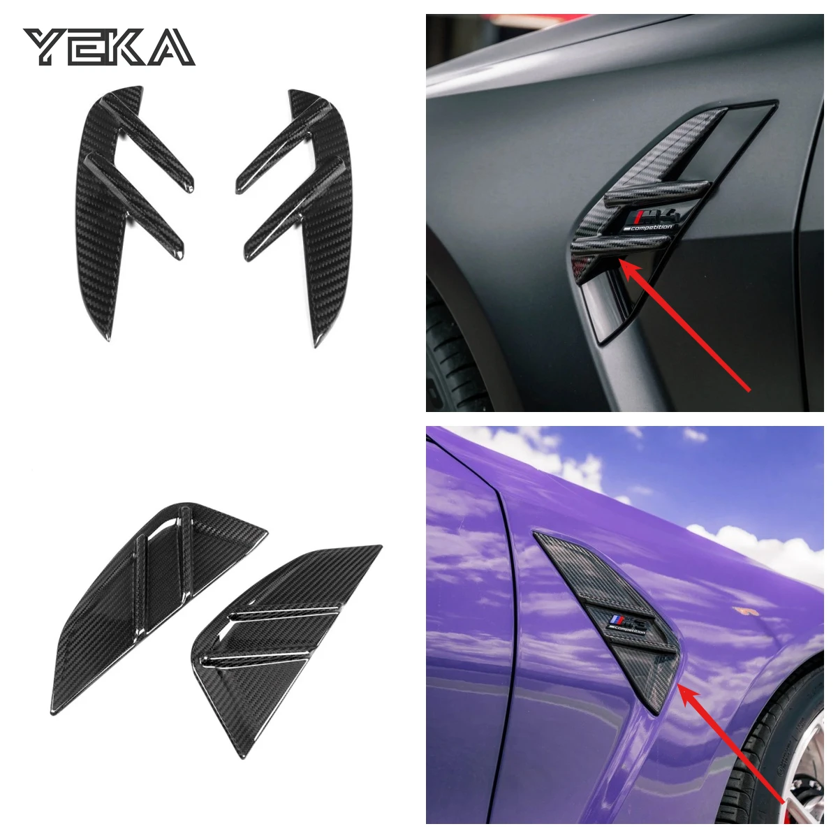 Dry Carbon Fiber Replacement Side Badges for BMW G80 G81 G82 G83 M3 M4 2021-IN OEM/MP Style Side Air Intake Cover Decor