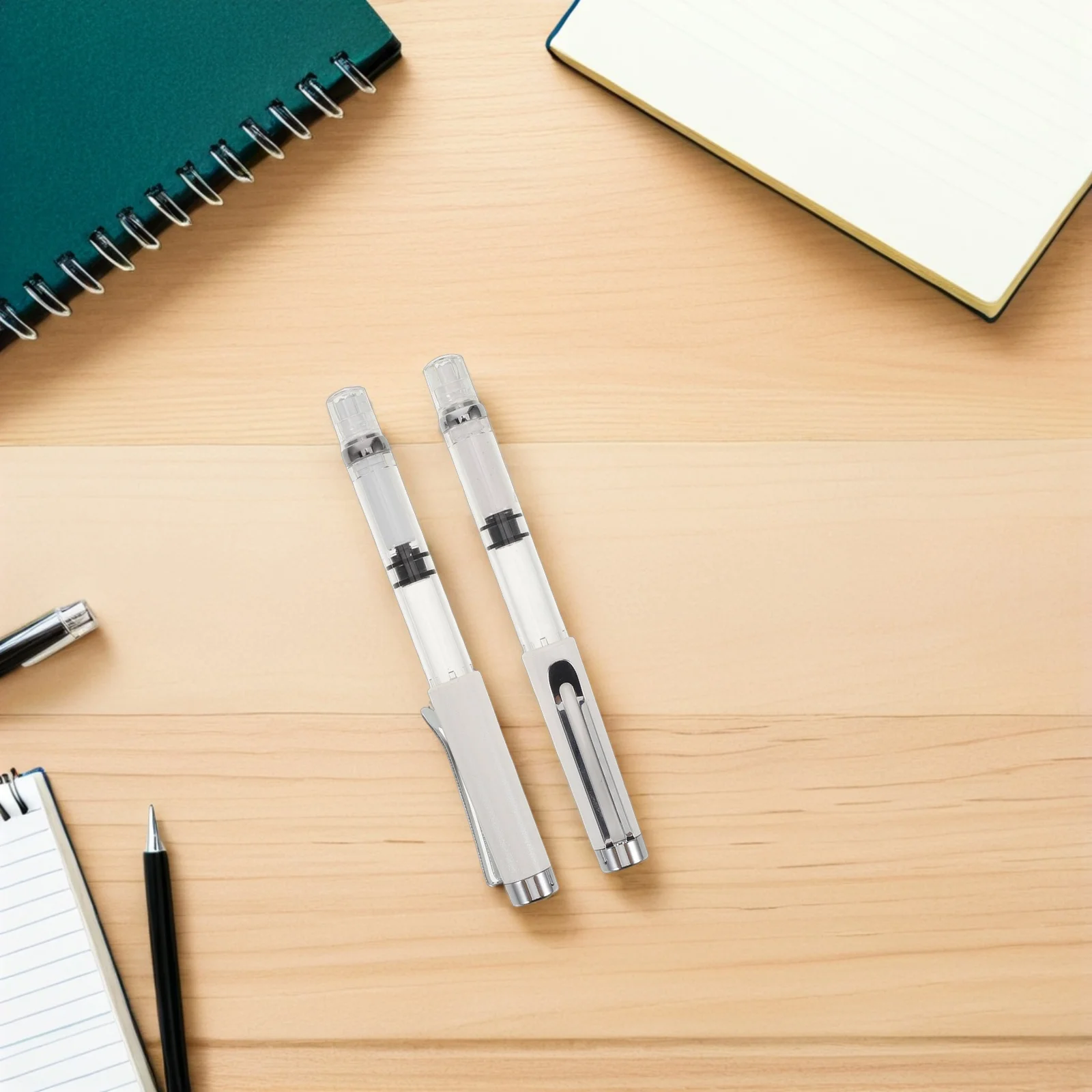 

2Pcs Piston Filling Fountain Brush Pen Soft Flexible Tip Plastic Refillable Ink Pen for Calligraphy Sketch Drawing Lettering