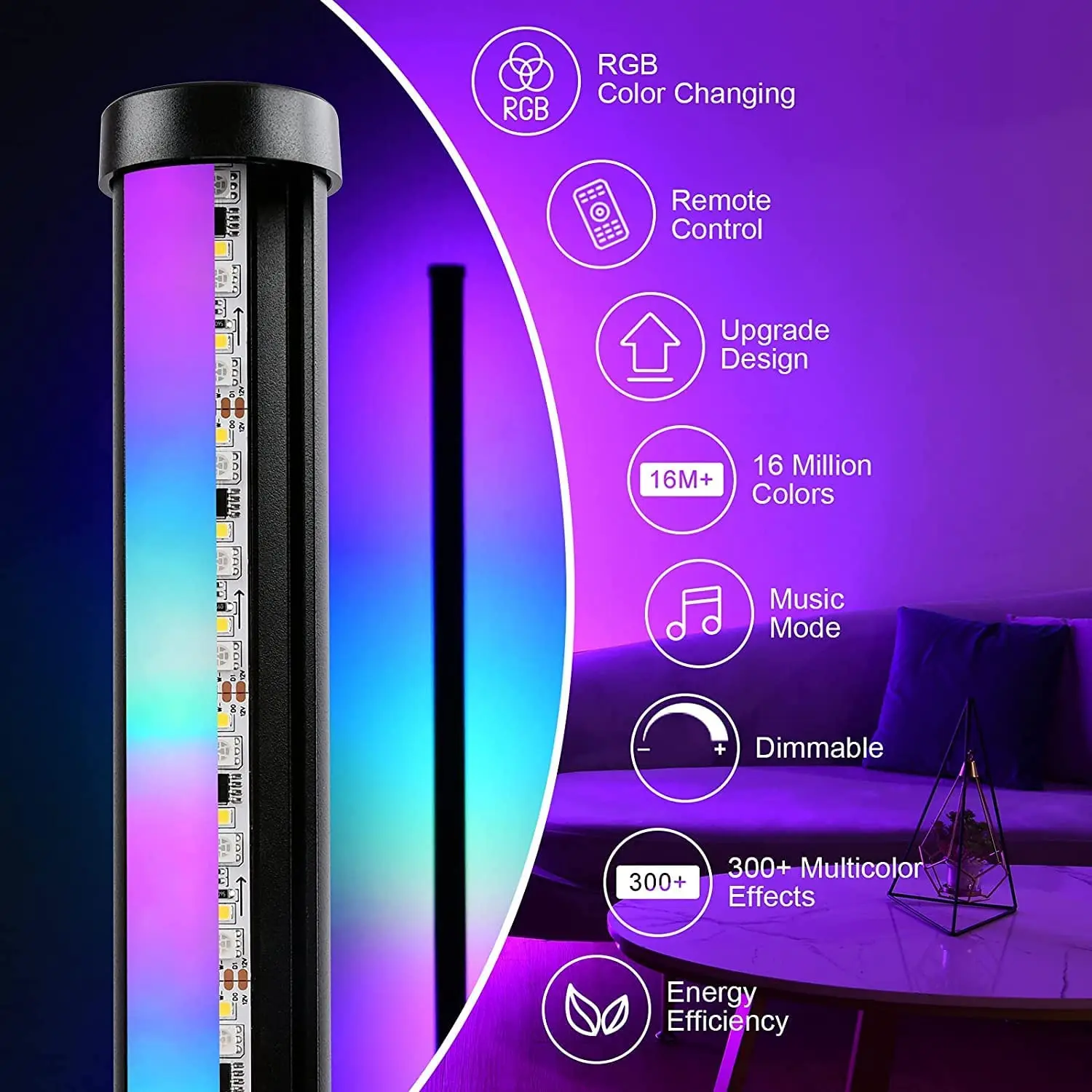 120CM/47 calowa lampa podłogowa LED Smart Strip światło RGB podświetlenie TV światło nastrojowe synchronicznego sterowania rytmicznego Tuya