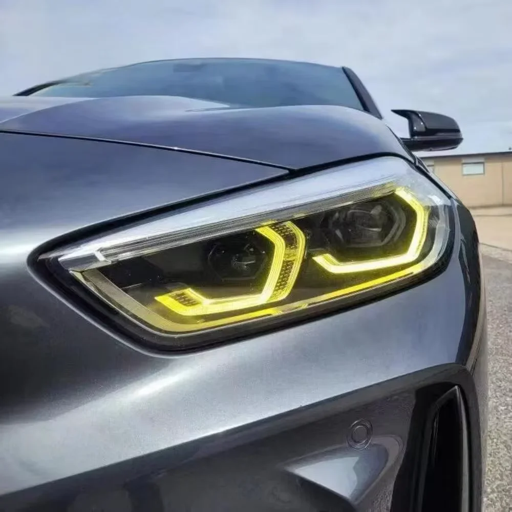 

Желтые Angel Eyes DRL для 2019 2020 20212022 2023 BMW 1 2 серии F40 118i F44 228IX Светодиодные фары дневного света Красный Синий
